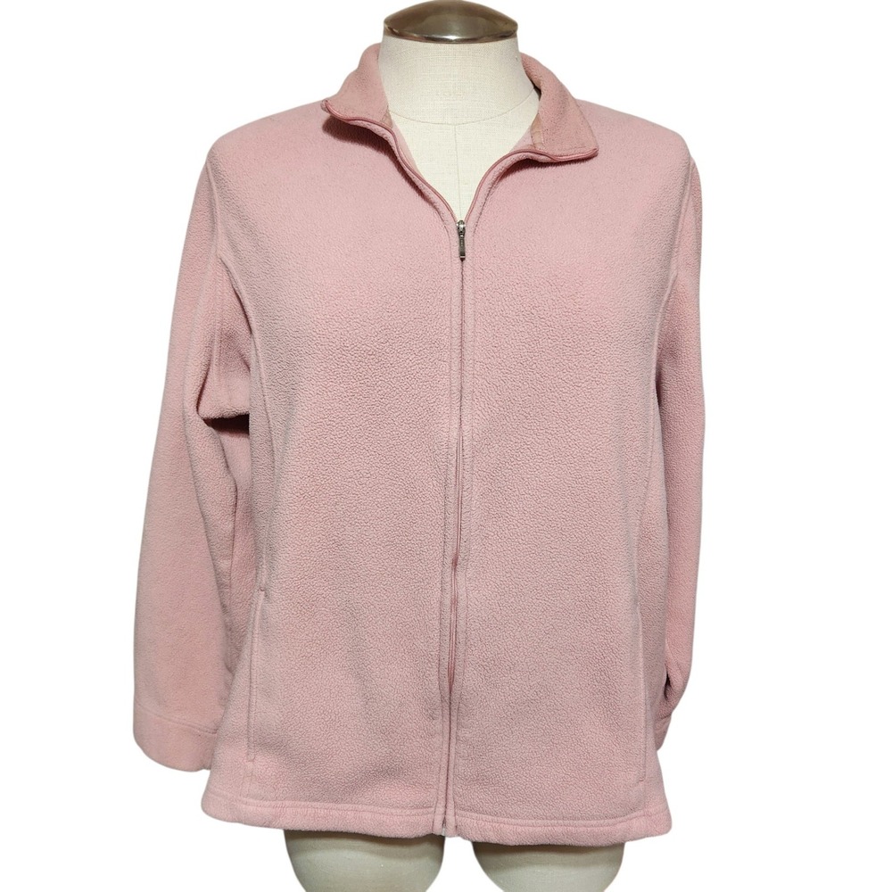 L.L. Bean pink fleece full zip jacket pink 2X